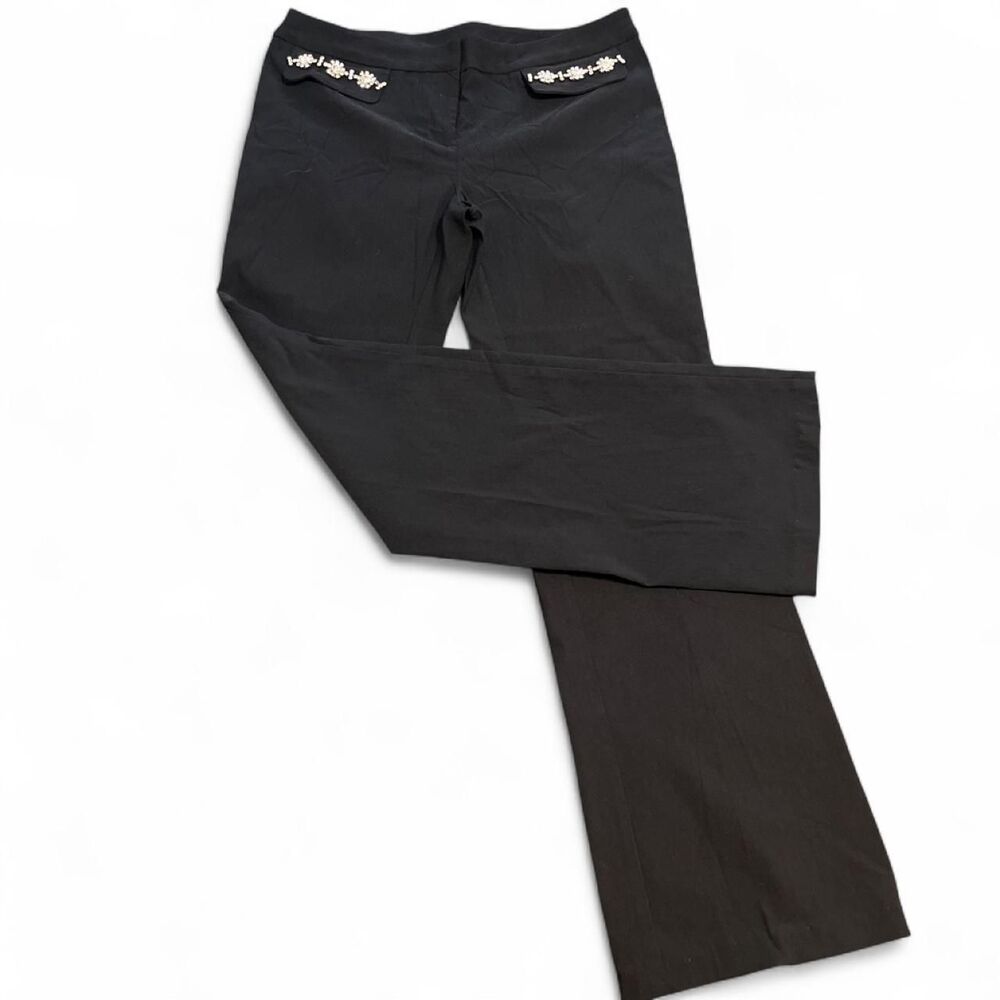 INC International Concepts Women's black pants w/crystal accented pockets